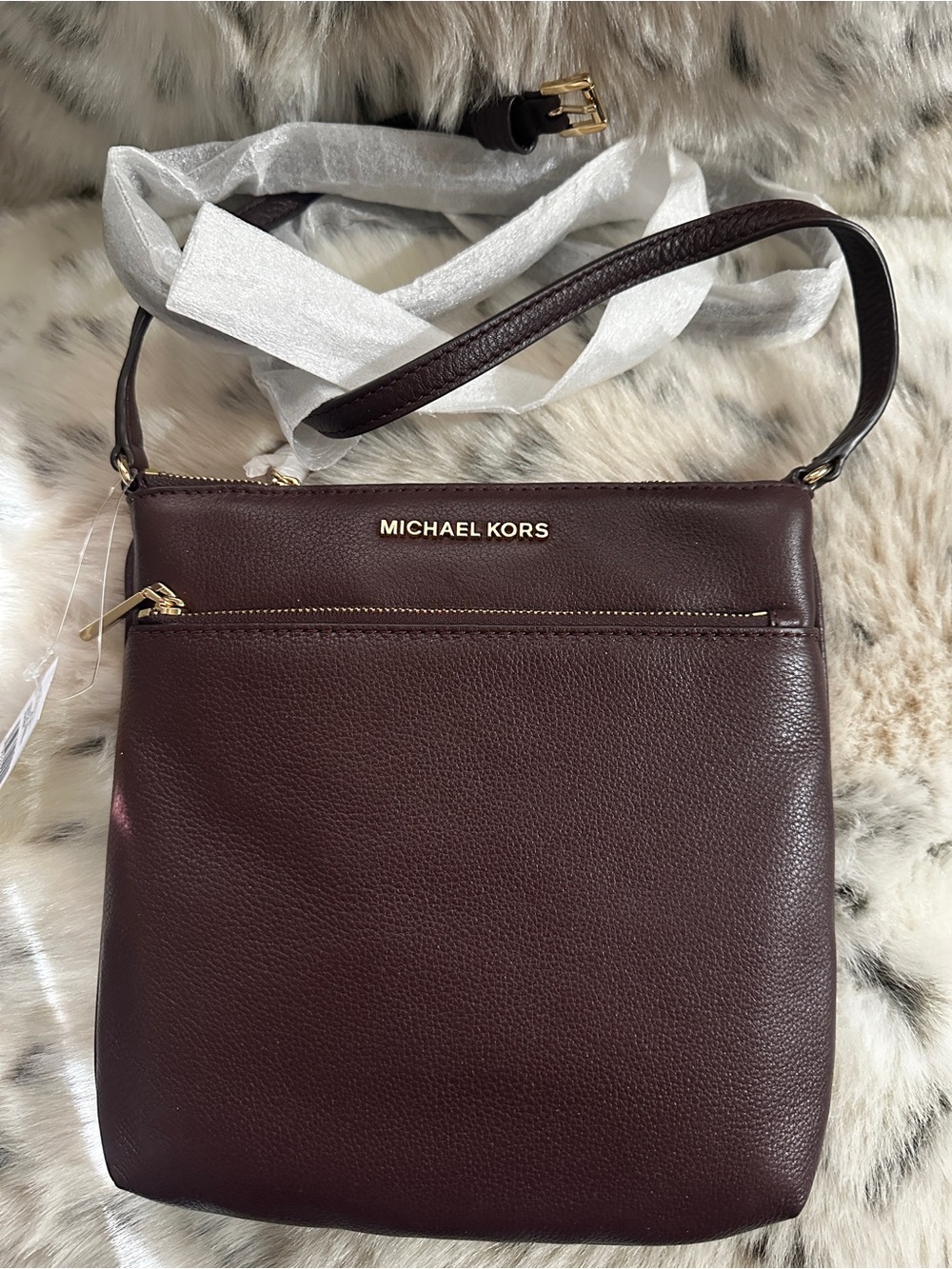 NWT Michael Kors Jet Set Barolo Pebbled Leather Rich Brownish Burgandy Crossbody